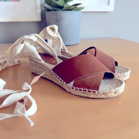 Saludos Shoes - SALUDOS Lace-up Espadrilles Sandals Low Wedge SIZE 6